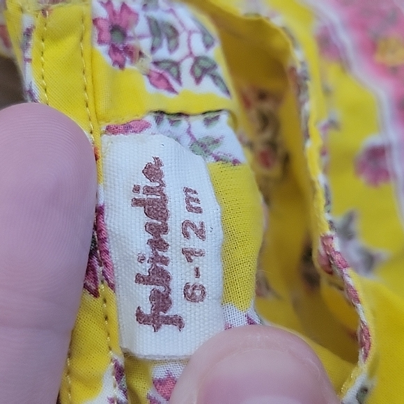 Girls Fabindia yellow and pink cotton dress 6-12 month - Picture 3 of 5